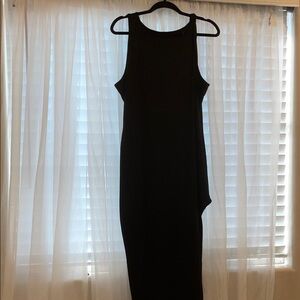 SHEIN Plus Size ribbed Black Strechy tank Dress with slit